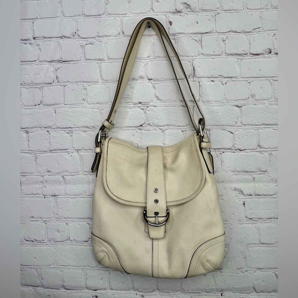 Coach Soho 9480 Buckle Flap Shoulder Bag – Cream Leather